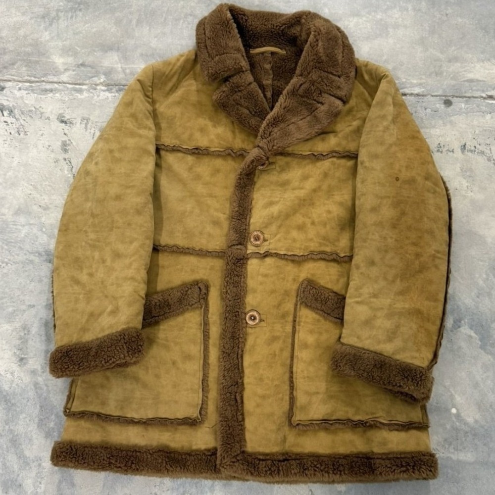Vintage Thoroughbred by Energy St Paul‎ Faux Shearling Rancher Coat Tan Brown 42